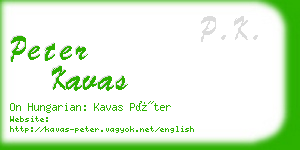 peter kavas business card